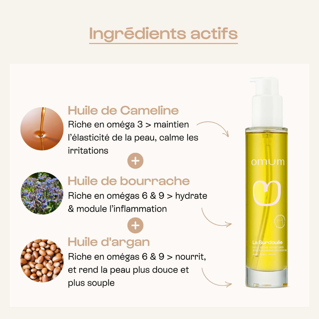 Huile anti-vergetures de grossesse - Omum