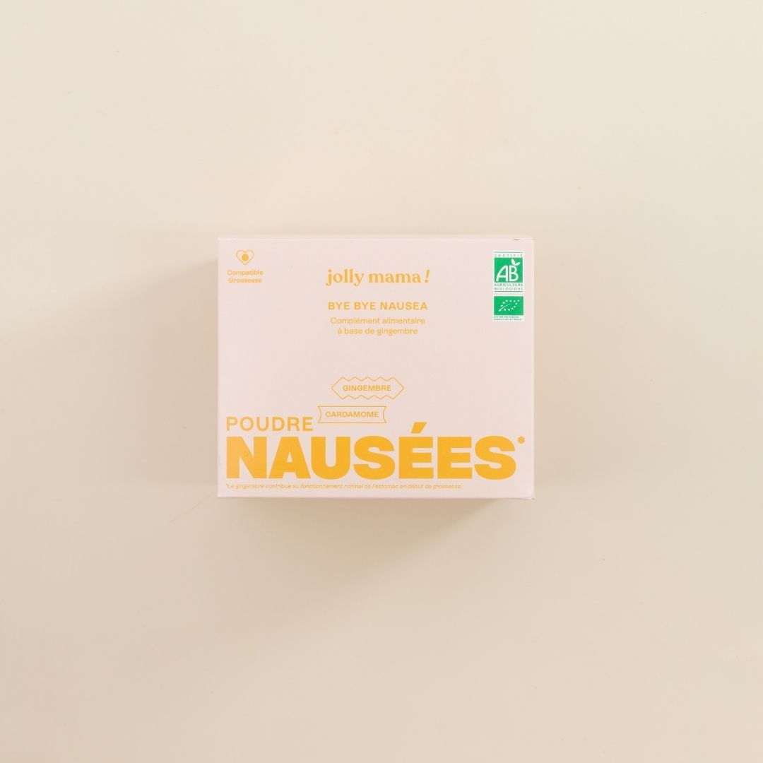 Jolly Mama - complément 100 % bio conçu pour soulager naturellement les nausées et vomissements liés à la grossesse