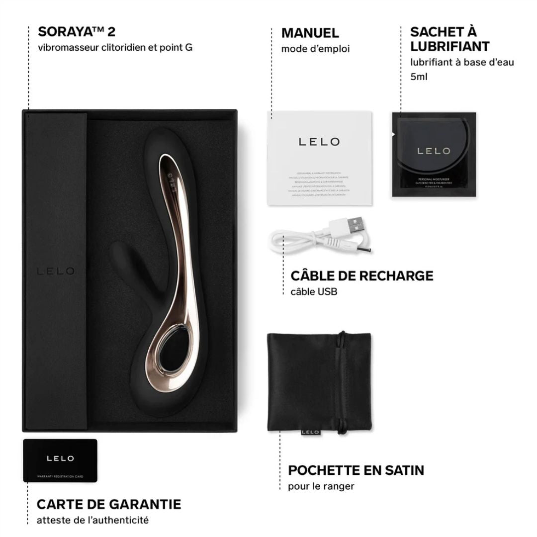 Stimulateur clitoridien et vibromasseur point g rabbit - Noir – SORAYA 2 - Lelo