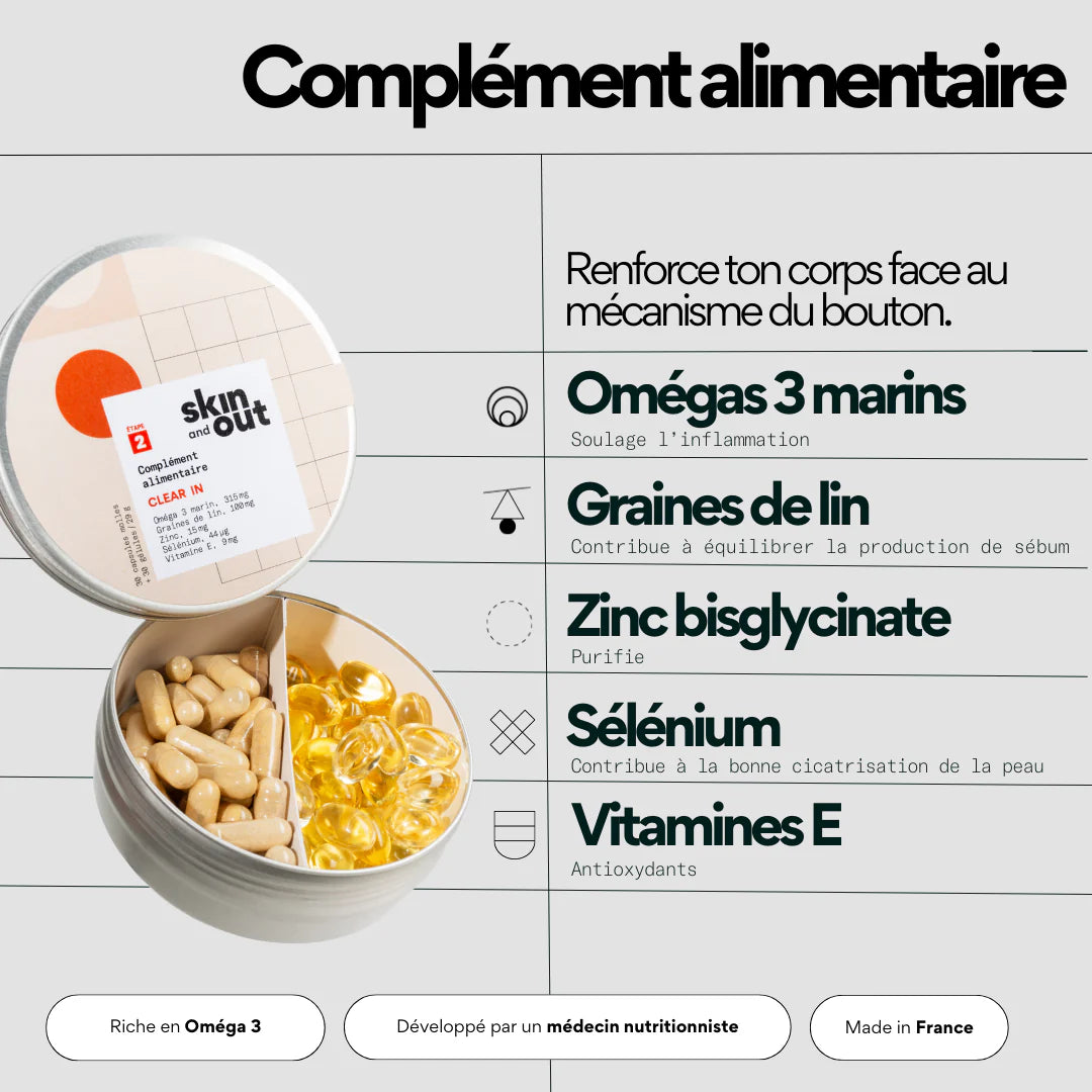 Clear In - Complément alimentaire anti-boutons - SKIN & OUT