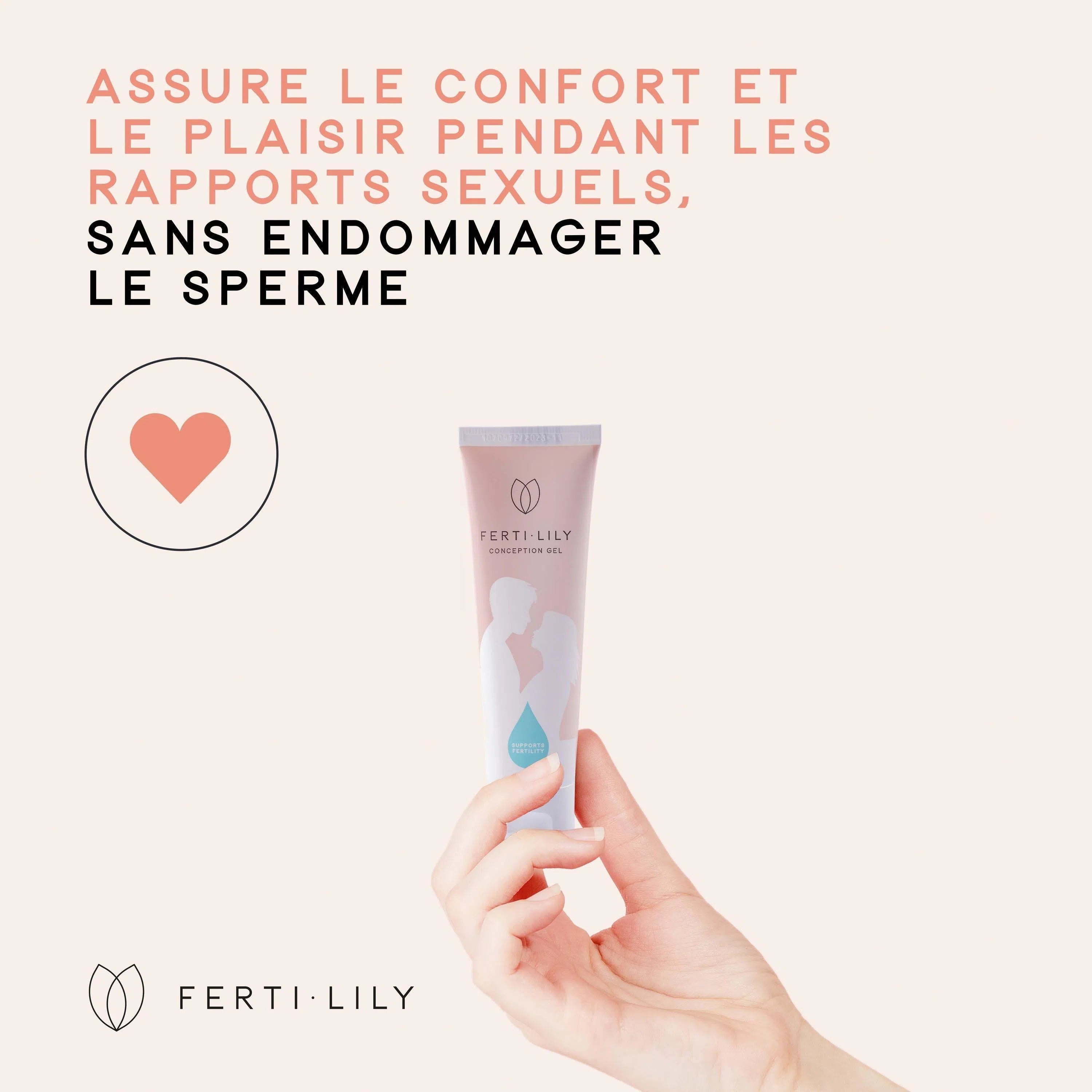 Main qui tient un gel lubirfiant qui auglente la durée de vie du spermatozoïde pour favoriser la fertilité naturelle et tomber enceinte de Fertilily avec avantages