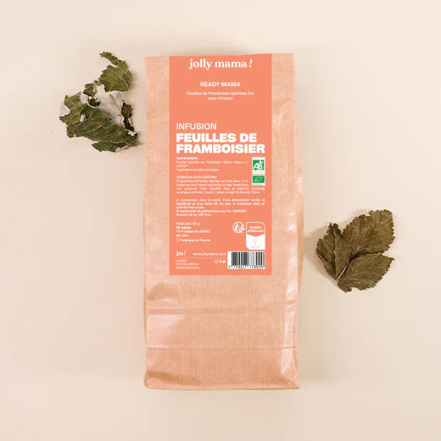 Sachet de feuilles de framboisier en vrac Jolly Mama et feuilles de framboisier séchées - Gapianne