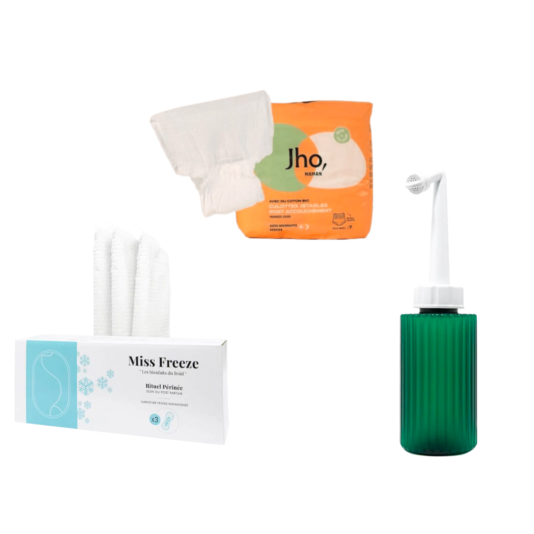 Pack Maternité : bain dérivatif et bidet Louvz, culotte post-partum Jho-Gapianne