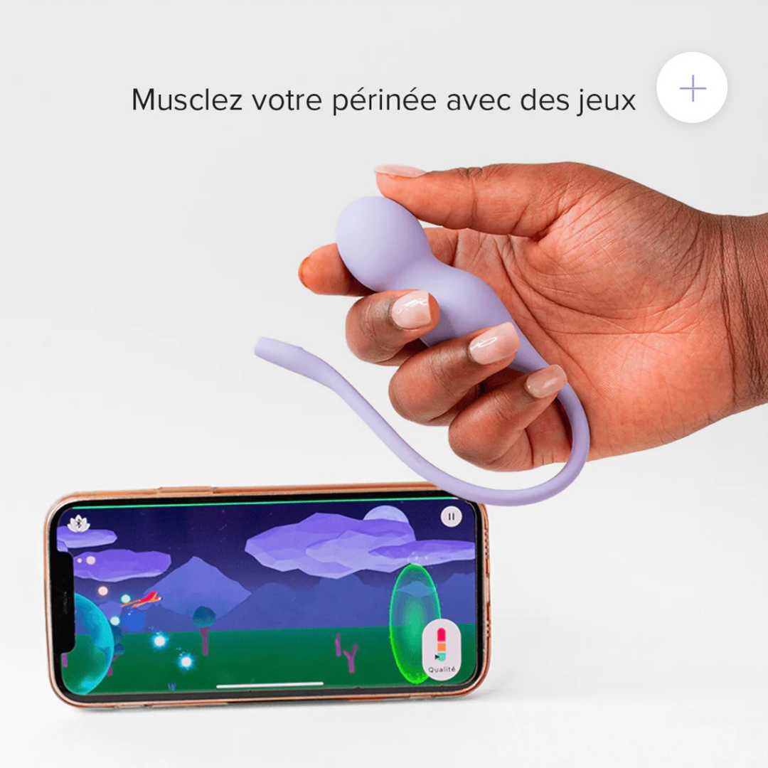 Un modèle qui utilise la sonde périnéales en jouant sur l'application perifit +