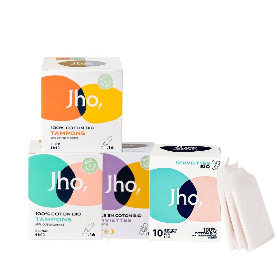 Pack confort pour vivre seraine ses règles avec des serviettes en coton et des tampons