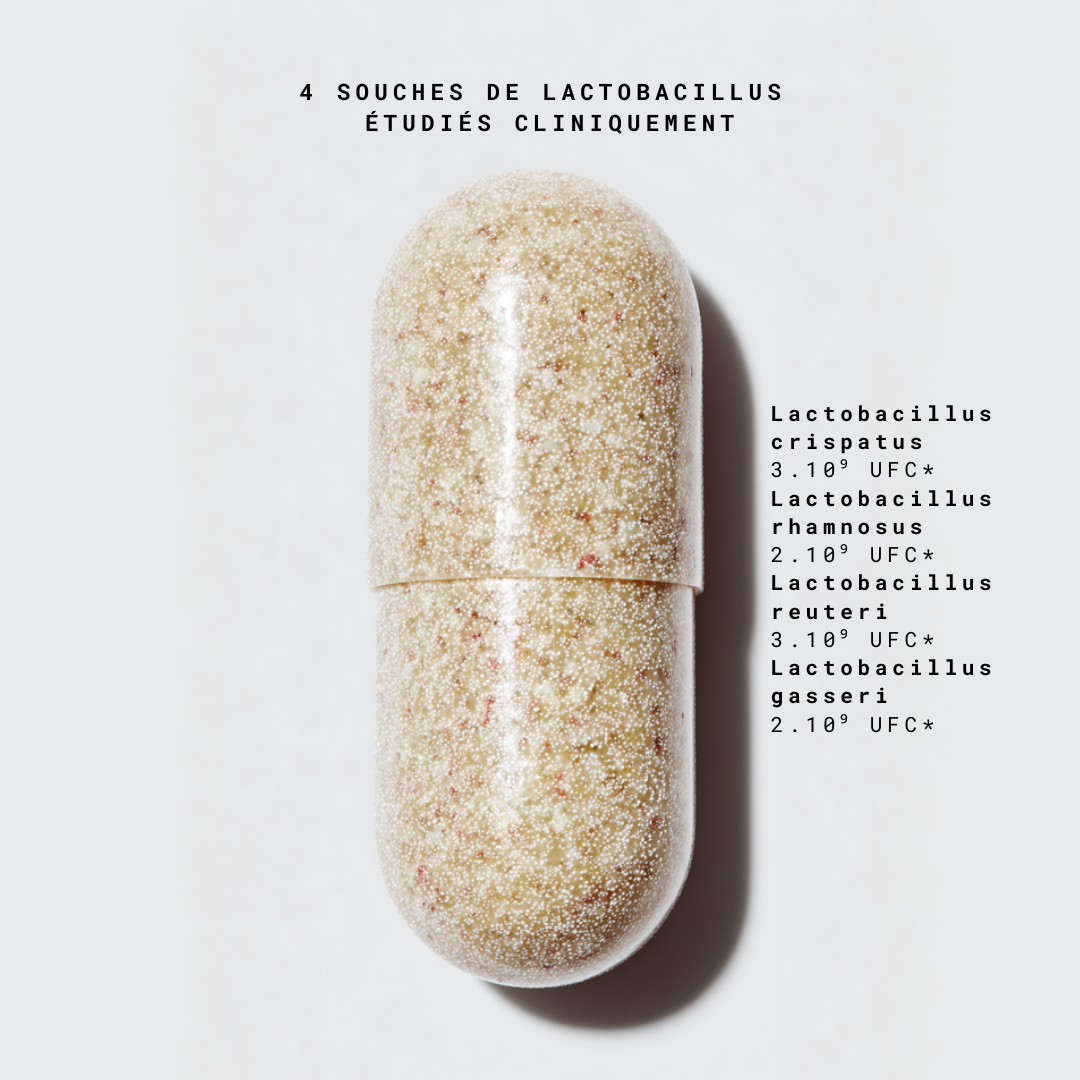 Probiotiques flore vaginale (Lactobacillus Reuteri, Rhamnosus, Crispatus et Gasseri)
