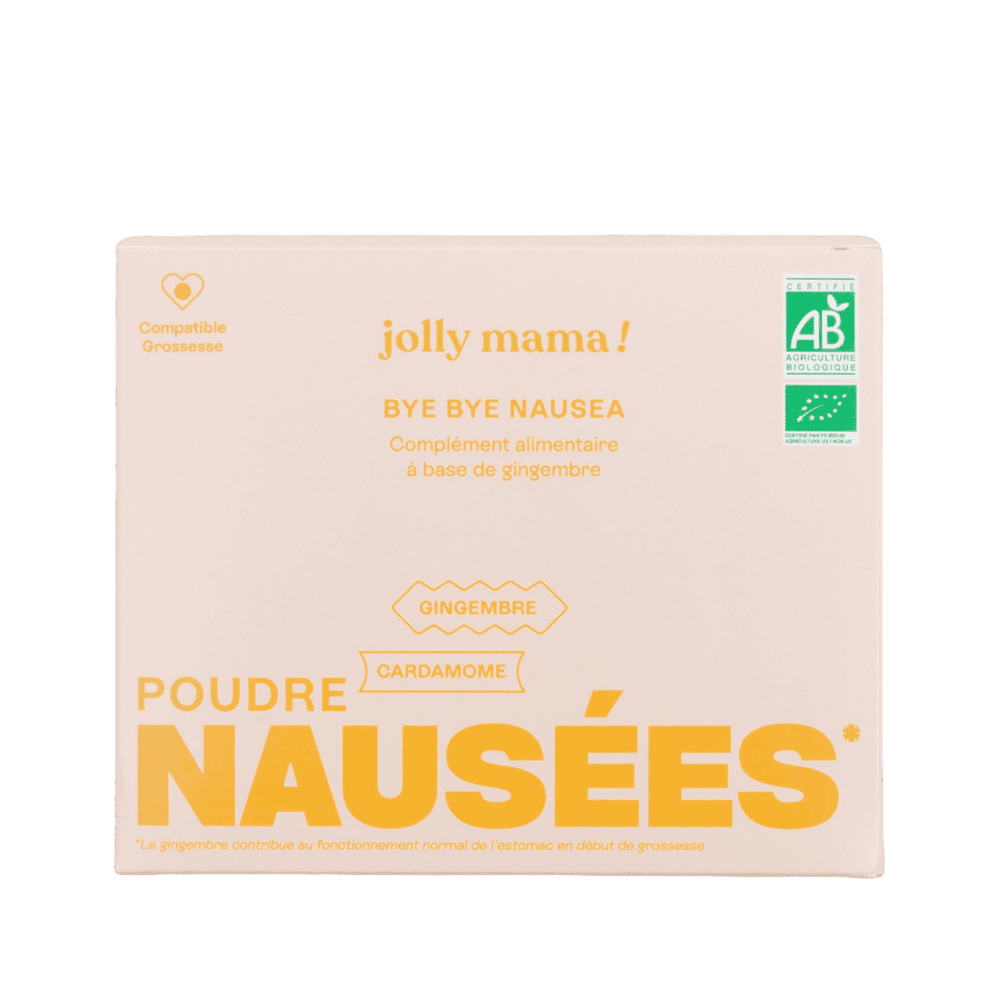 Jolly Mama - complément 100 % bio conçu pour soulager naturellement les nausées et vomissements liés à la grossesse