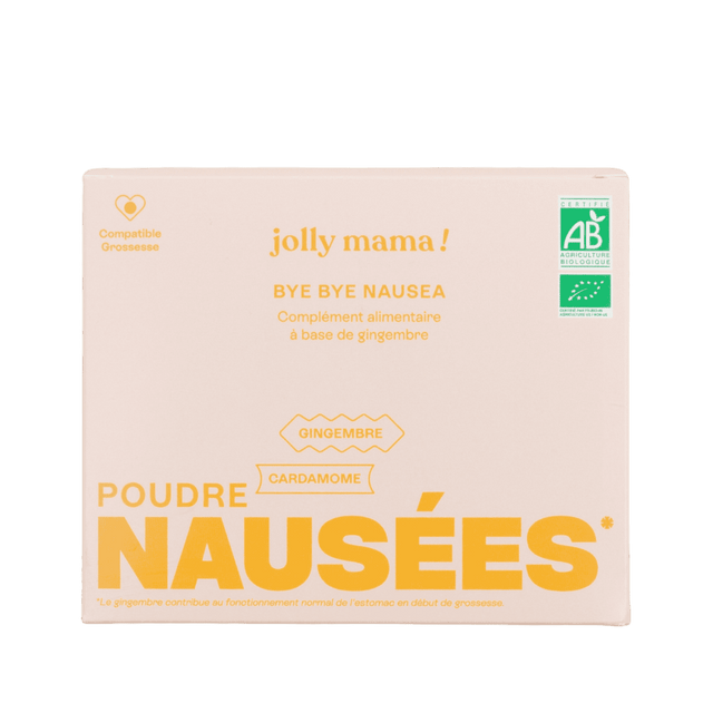 Jolly Mama - complément 100 % bio conçu pour soulager naturellement les nausées et vomissements liés à la grossesse