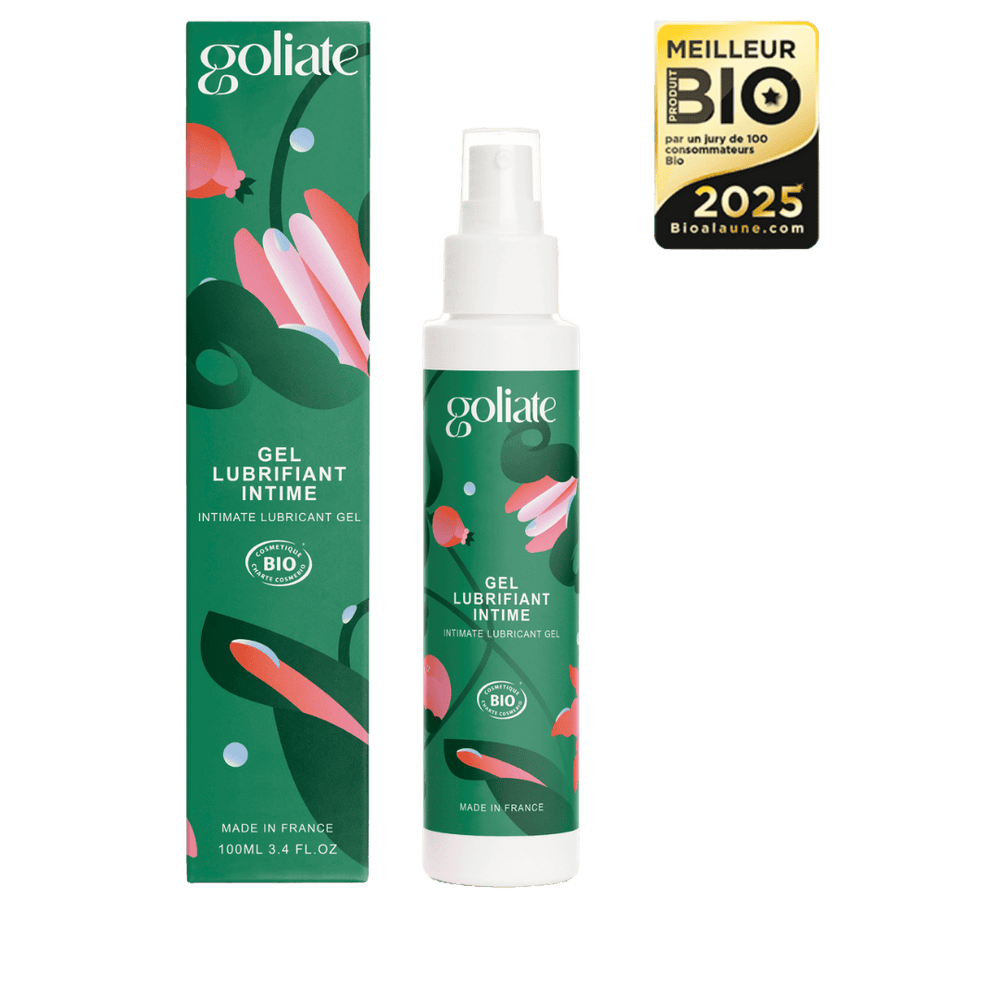 Lubrifiant naturel de la marque Goliate certifié bio longue durée pour un rapport sexuel fluide