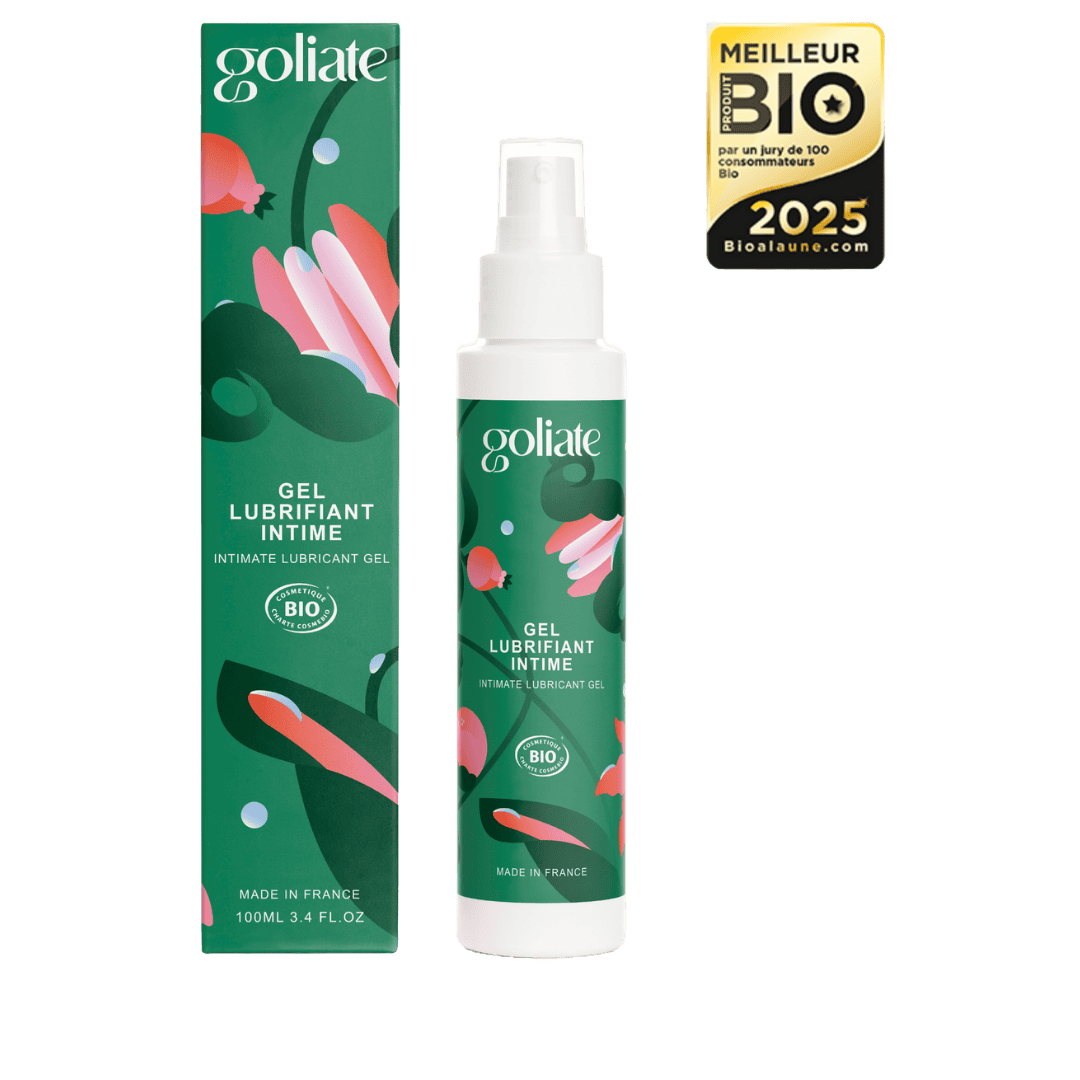 Lubrifiant naturel de la marque Goliate certifié bio longue durée pour un rapport sexuel fluide