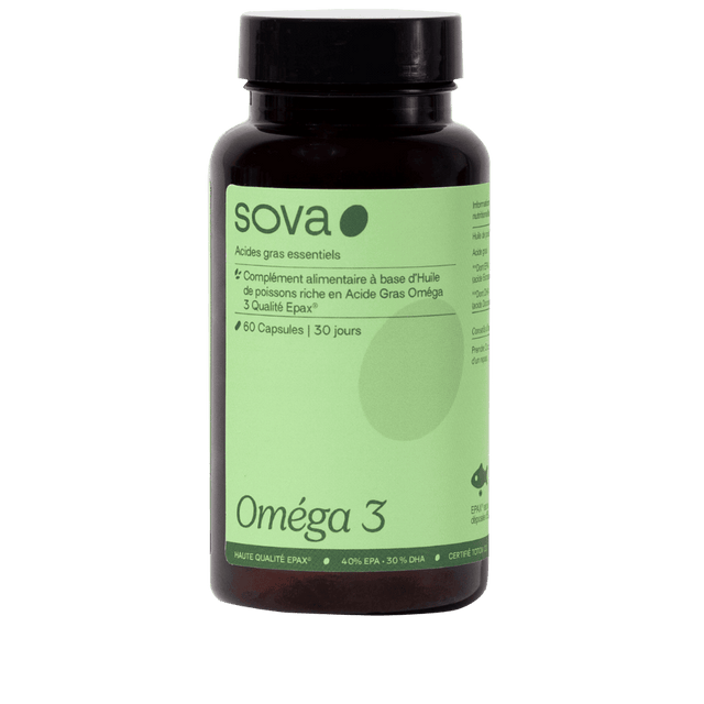 Oméga‑3 Sova : soutient le fonctionnement du cœur&nbsp;et du cerveau ainsi que l'équilibre hormonal