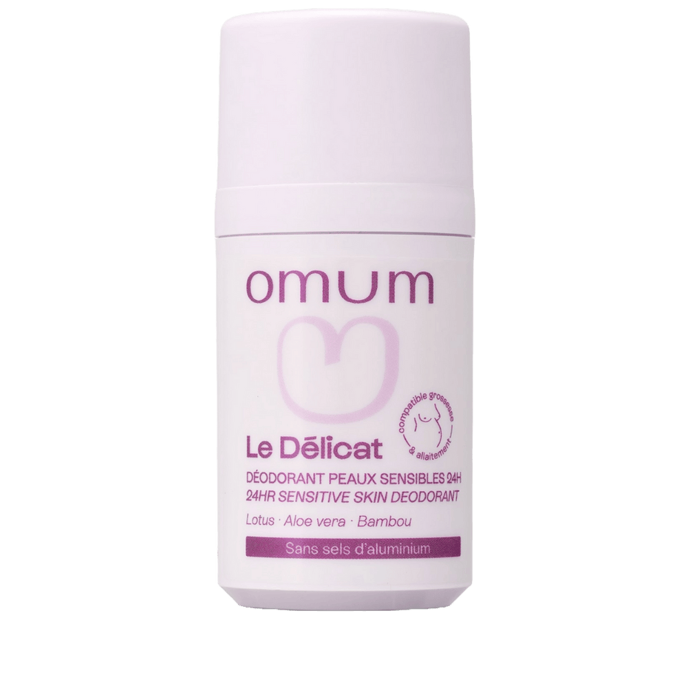 Le déodorant naturel d'Omum sans alcool régule la transpiration sans la bloquer et lutte contre les mauvaises odeurs corporelles
