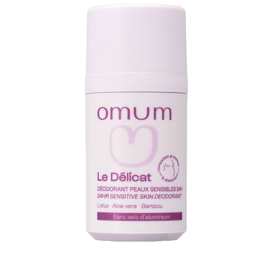 Le déodorant naturel d'Omum sans alcool régule la transpiration sans la bloquer et lutte contre les mauvaises odeurs corporelles