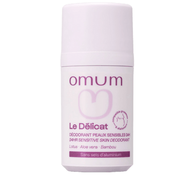 Le déodorant naturel d'Omum sans alcool régule la transpiration sans la bloquer et lutte contre les mauvaises odeurs corporelles
