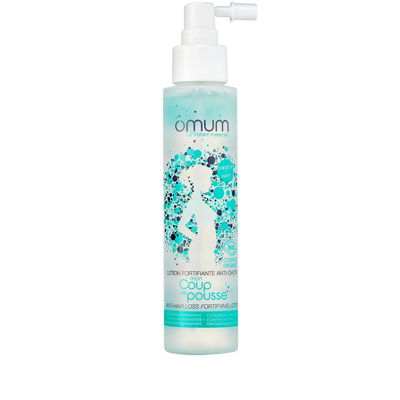 Une lotion anti chute cheveux pour stimuler la pousse, efficacité visible dès 45 jours. La chevelure retrouve force, vitalité et densité - Omum