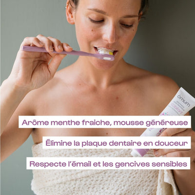 Omum - dentifrice bio sans fluor idéal pour les gencives sensibles ou irritée pour un sourrire éclatant