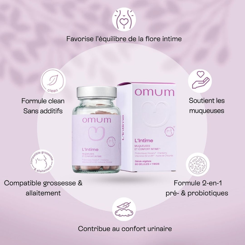 Complément alimentaire pré & probiotiques flore intime : formule 2 en 1 pour protéger et rééquilibrer la flore intime naturellement - Omum