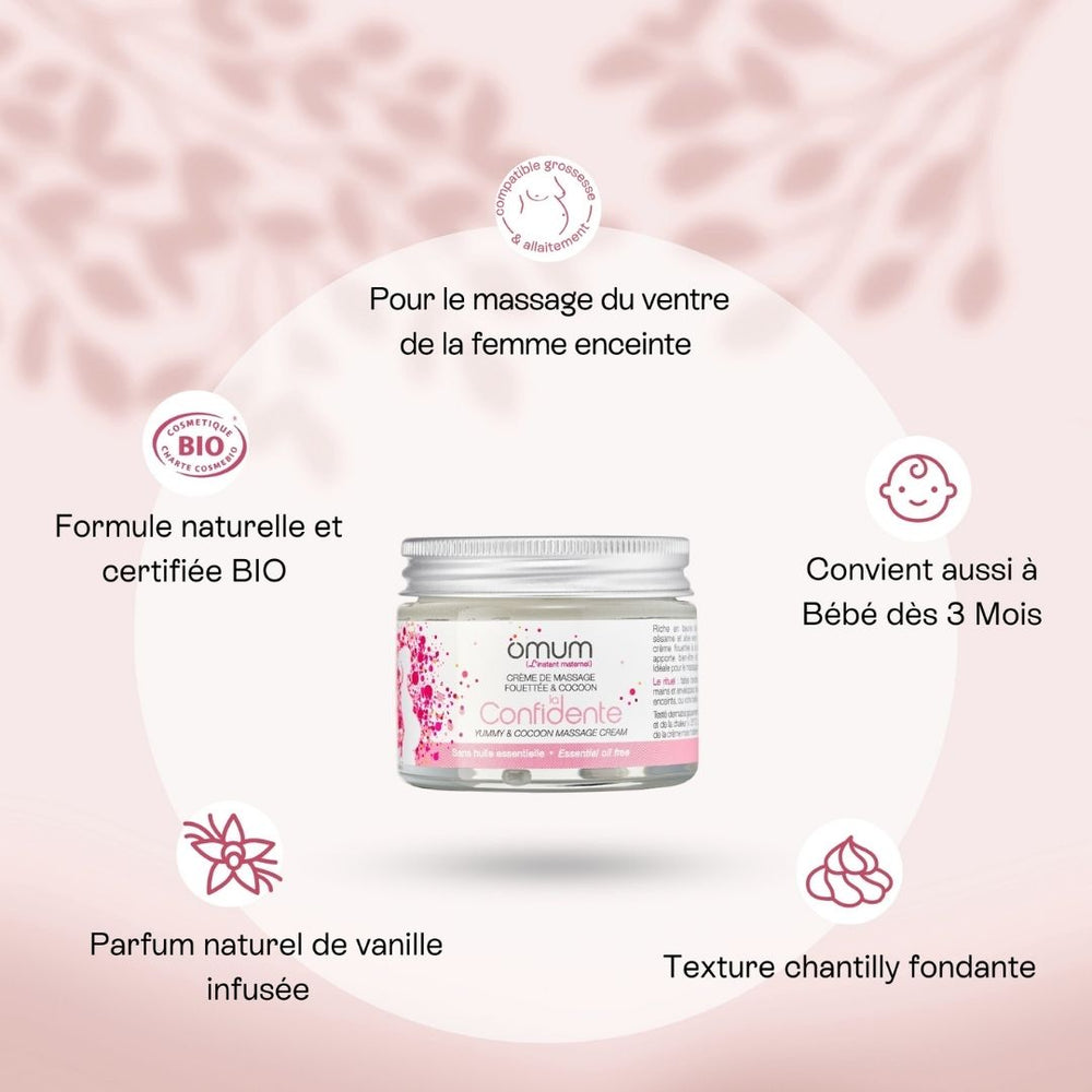 Crème massage femme enceinte, idéale pour le massage du ventre pendant la grossesse - Omum