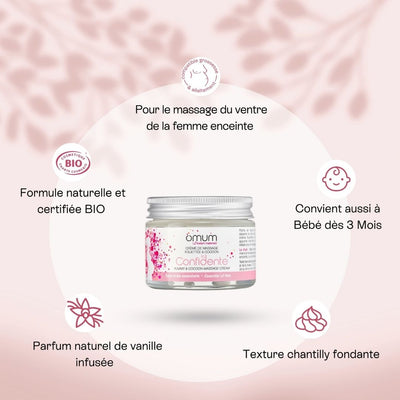 Crème massage femme enceinte, idéale pour le massage du ventre pendant la grossesse - Omum