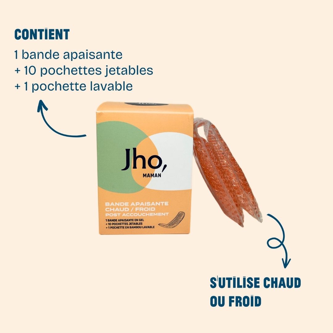 Jho - bande réutilisable à effet chaud ou froid pour soulager naturellement les douleurs du post-partum 