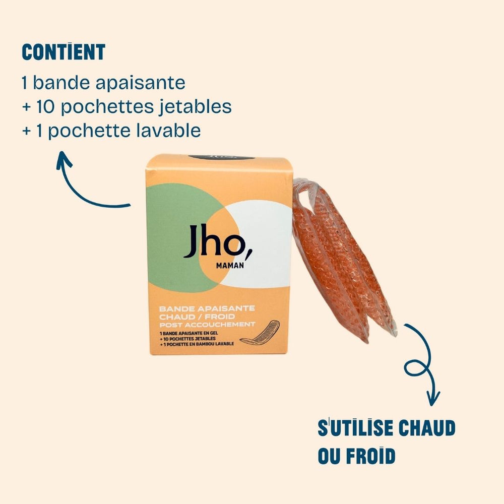 Jho - bande réutilisable à effet chaud ou froid pour soulager naturellement les douleurs du post-partum 