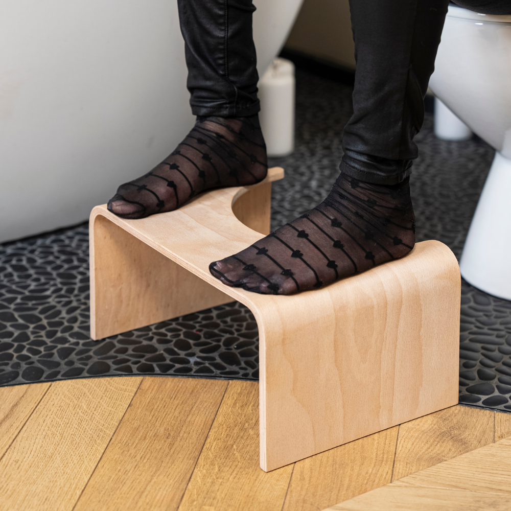 tabouret bois clair pour toilette constipation
