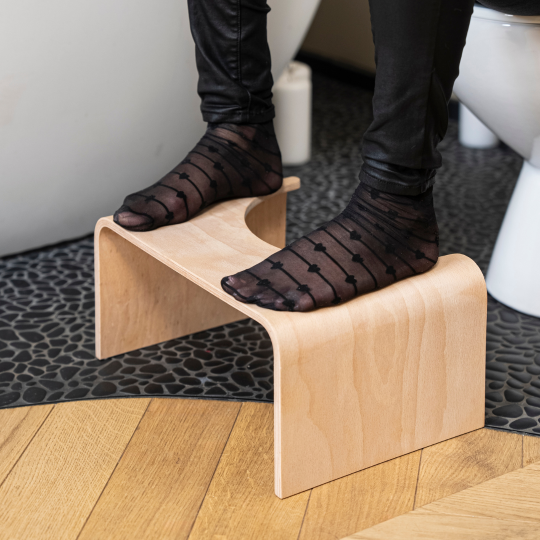 tabouret bois clair pour toilette constipation