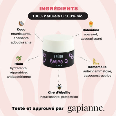 La crème Baubo pour l'anus est composée d'ingrédients naturels et bios