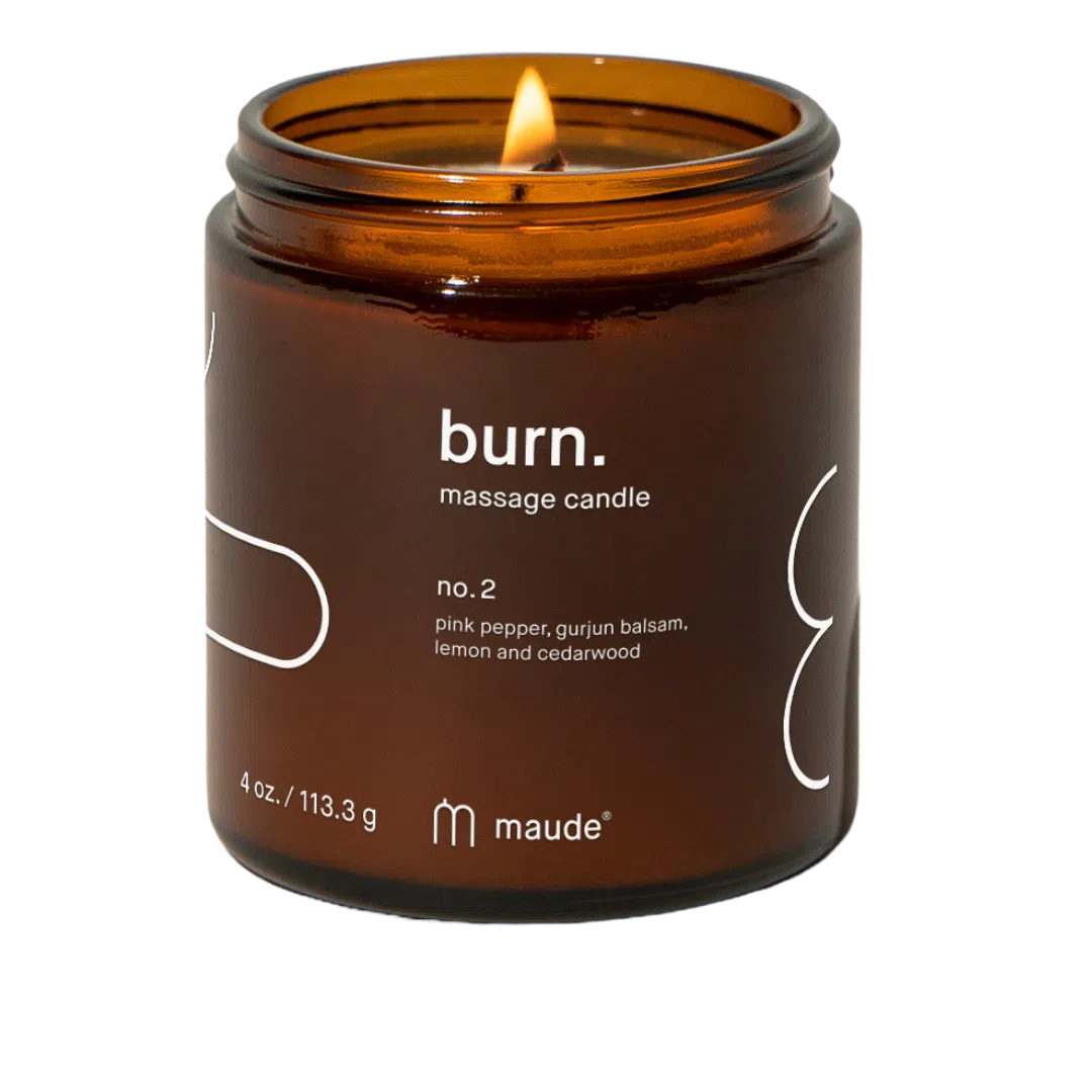 Bougie de Massage - Burn - Maude - baies roses - citron - bois de cedre