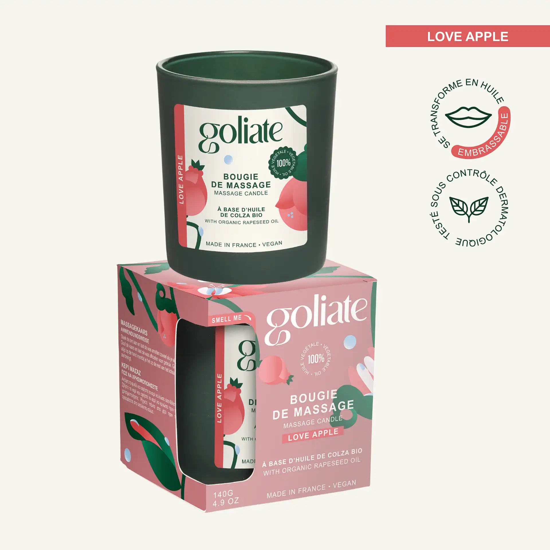 Bougie de Massage Sensorielle Goliate – Huile Fondante Bio & Vegan