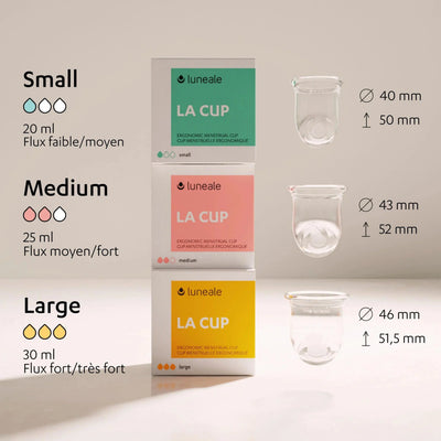 Cup menstruelle de Lunéale différentes tailles
