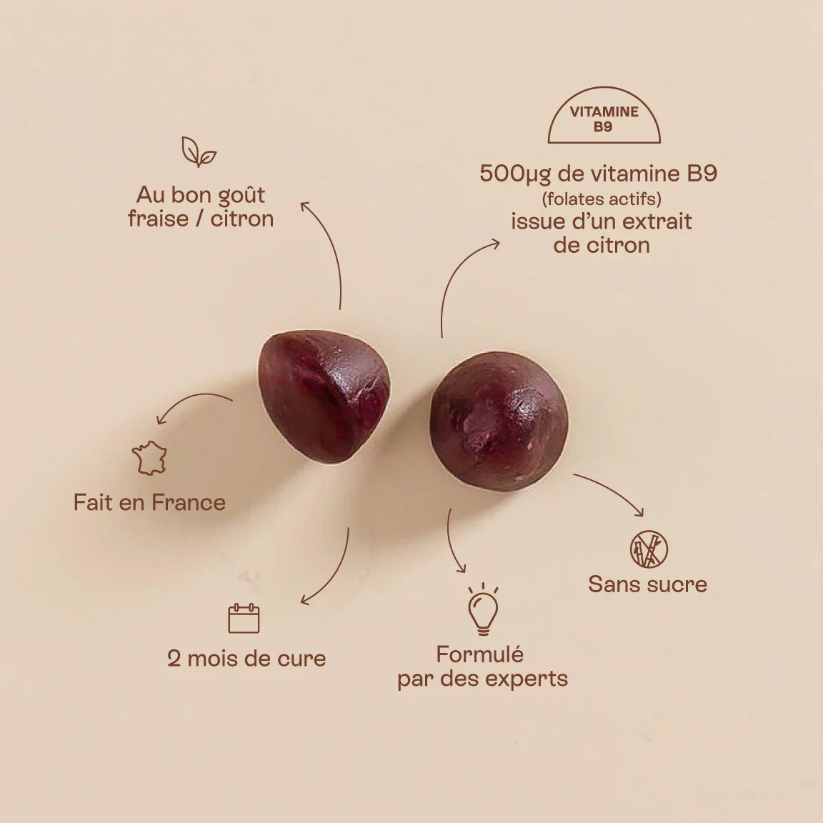 Infographie sur les gummies Lemon Folates de Jolly Mama - Gapianne