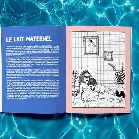 Le magazine Hystérique de chez Junon ouvert dans une piscine