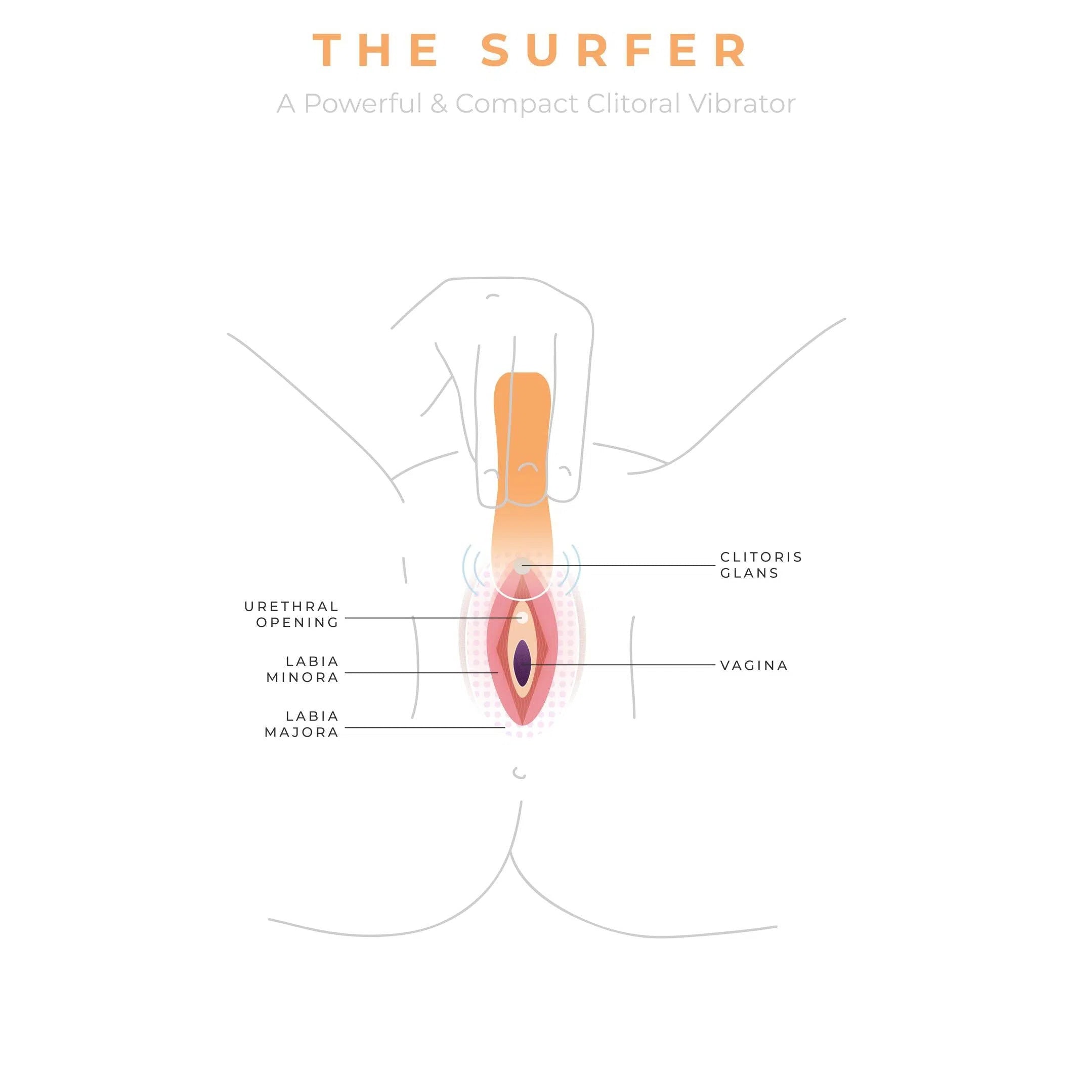 Schéma qui montre comment utiliser sextoy clitoridien le Surfer de Smile Makers
