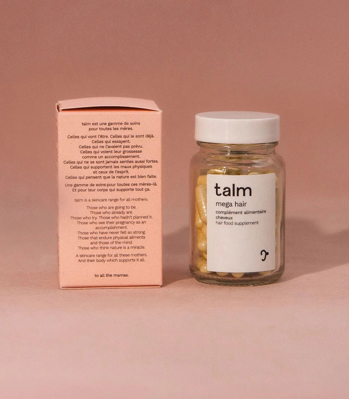 Compléments alimentaires pour la pousse des cheveux Talm. Compatible grossesse et allaitement.