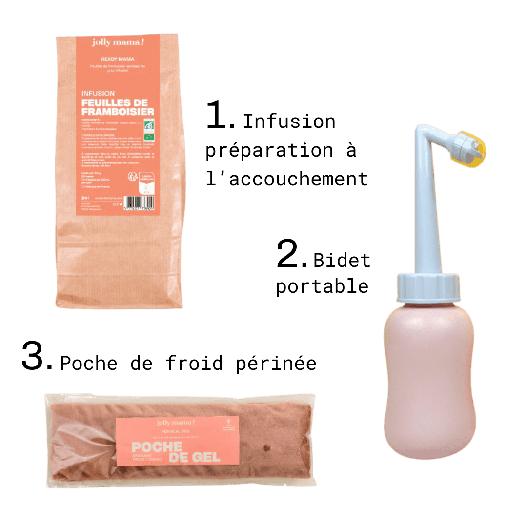 Pack Maternité : poche périnéale post accouchement, Infusion accouchement & Bidet