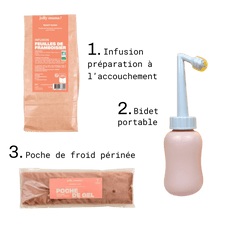 Maternity Pack: postpartum perineal pouch, childbirth infusion &amp; bidet