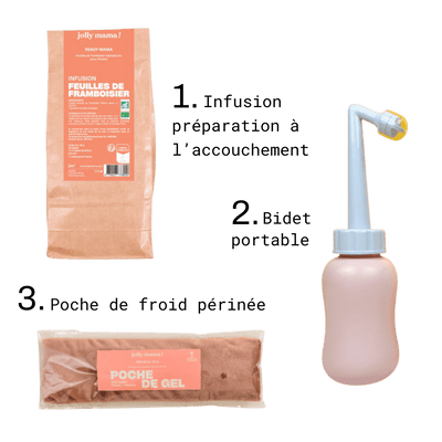 Pack Maternité : poche périnéale post accouchement, Infusion accouchement & Bidet