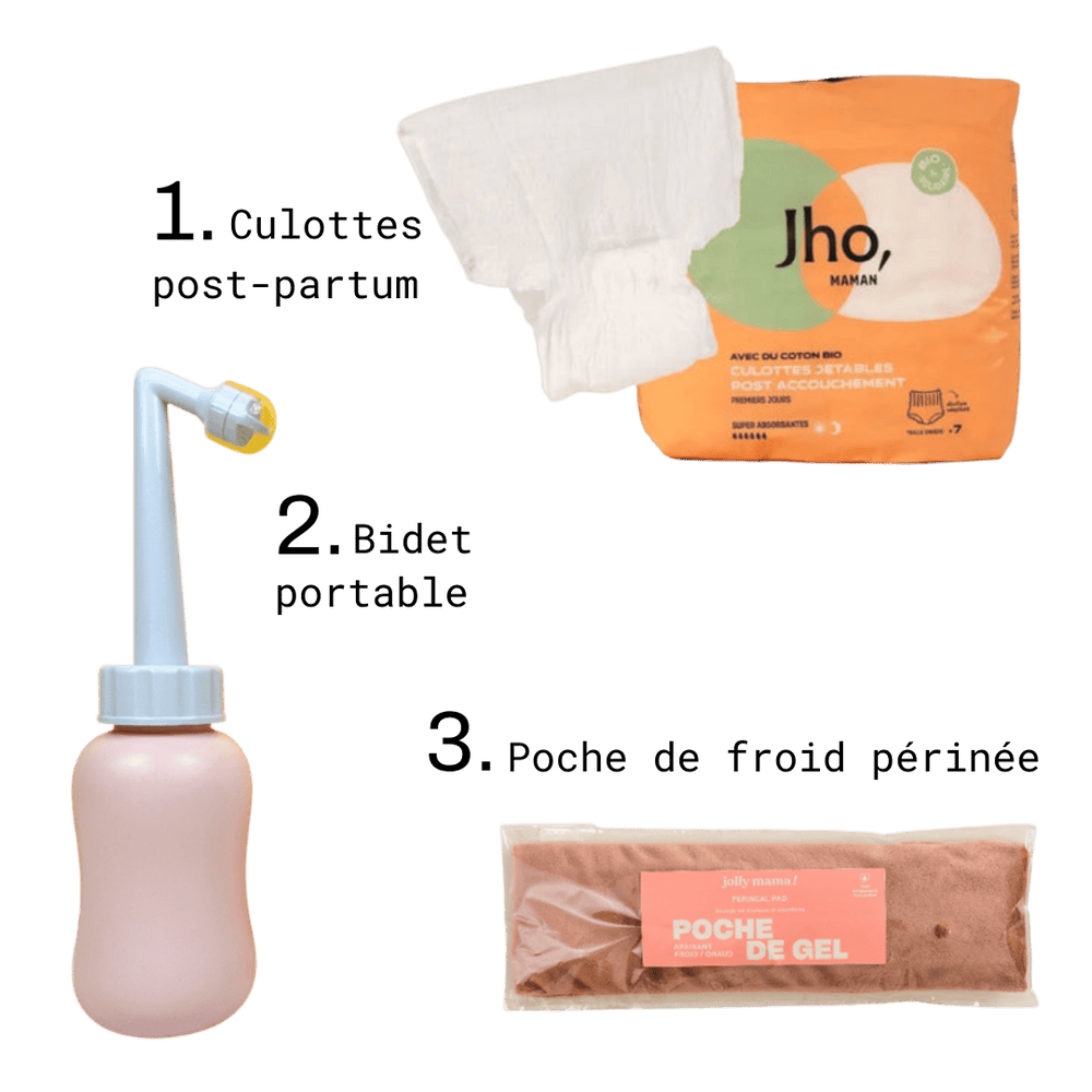 Maternity Pack: postpartum perineal pouch, bidet & Jho postpartum panties
