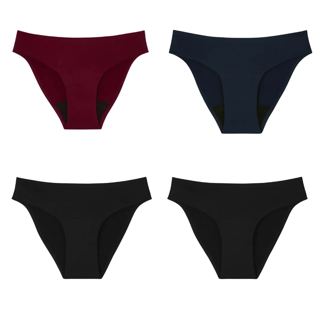 Pack de 4 culottes menstruelles - 3 flux moyen & 1 flux abondant-Gapianne