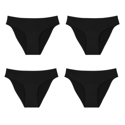 pack de 4 culottes menstruelles 2 flux moyen 2 flux abondants smoon couleur noire
