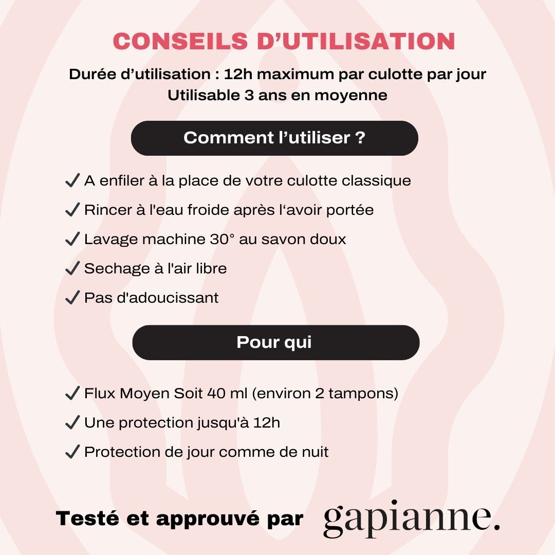 La Culotte menstruelle Invisible - Flux moyen - Smoon-Gapianne