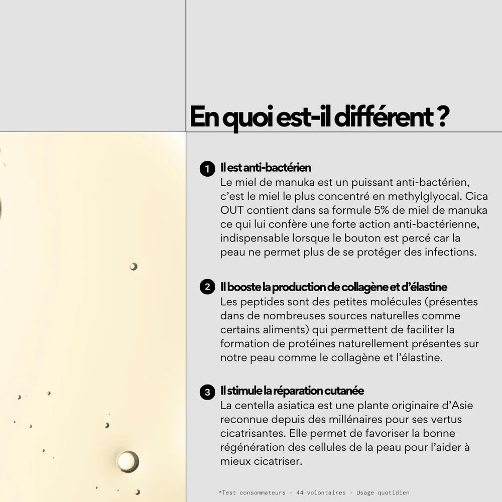 Soin réparateur après perçage de boutons - SKIN & OUT