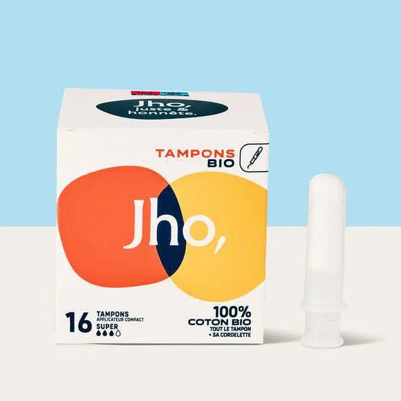 Boîte de 16 tampons en coton avec applicateur en carton  pour flux abondant et taille super de Jho