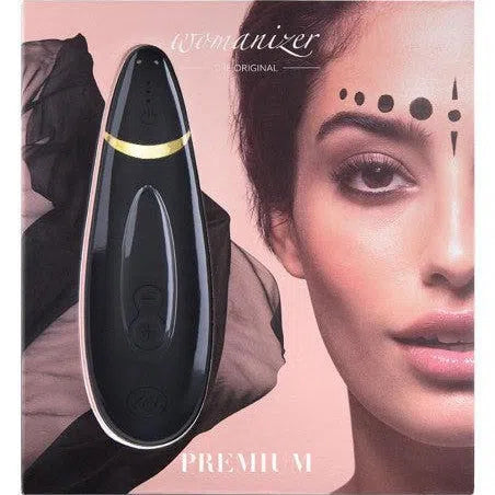 Boîte du Womanizer Prenium noir sextoy vibrant qui stimule le clitoris
